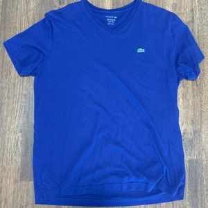 LACOSTE SOLID BLUE V-NECK TSHIRT! 🔥💙